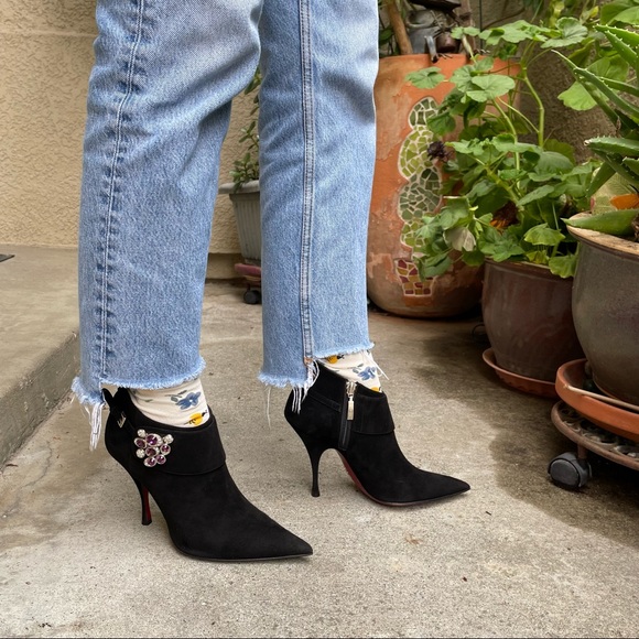 Black/dark red Cesare Paciotti leather booties - Picture 5 of 16